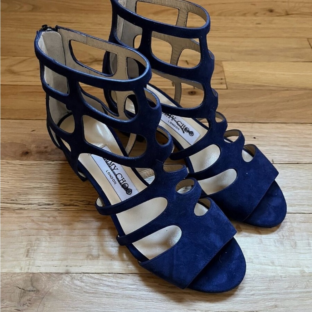 Jimmy Choo Blue Gladiator Sandals with Suede Finish